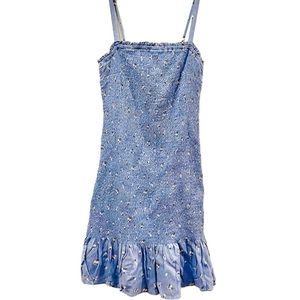 Hollister Spring Blue Floral Print Mini Summer Dress Size Small